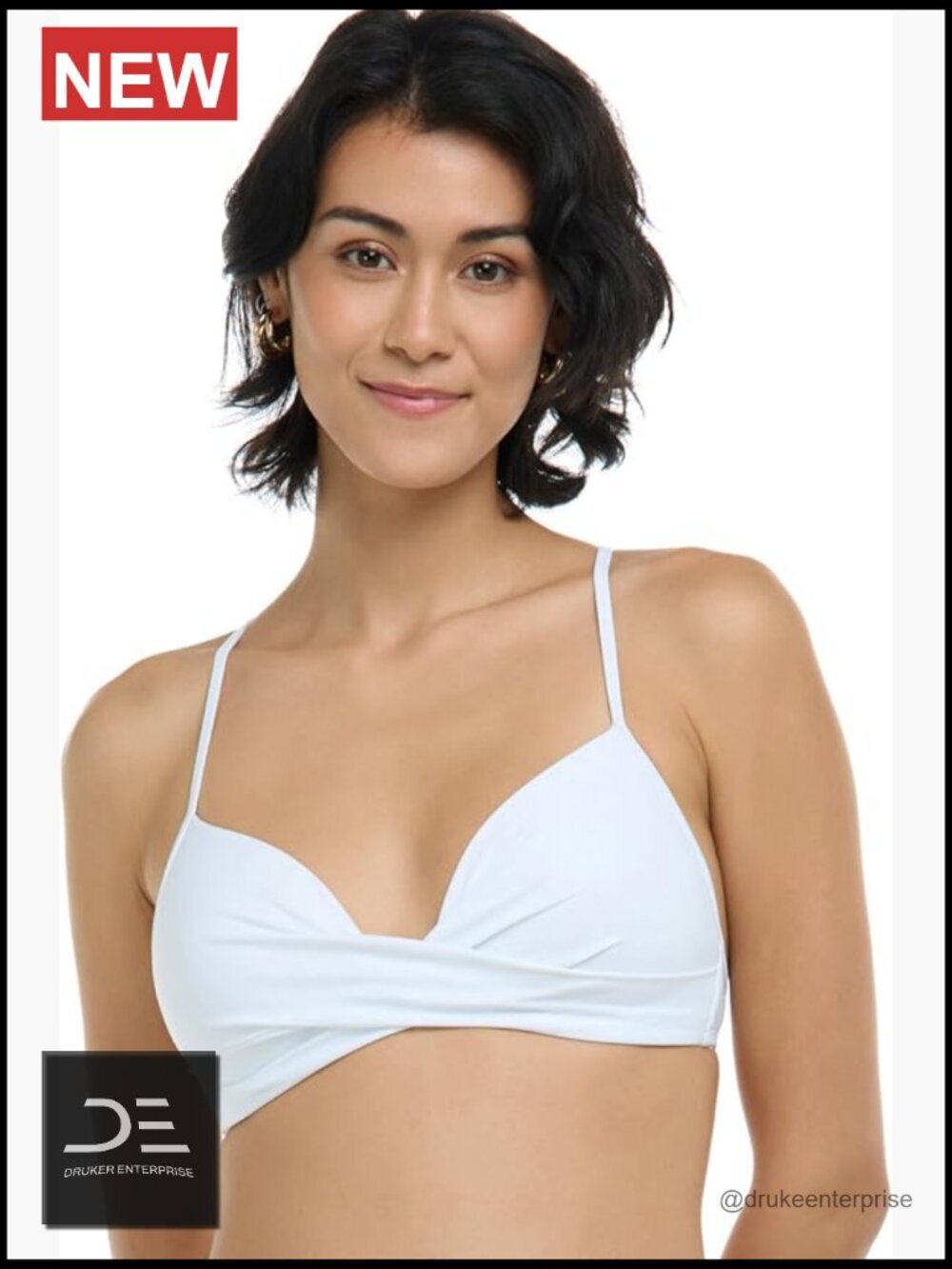 Twist Front Bikini Top with Molded Cups and Adjustable Tie-Back